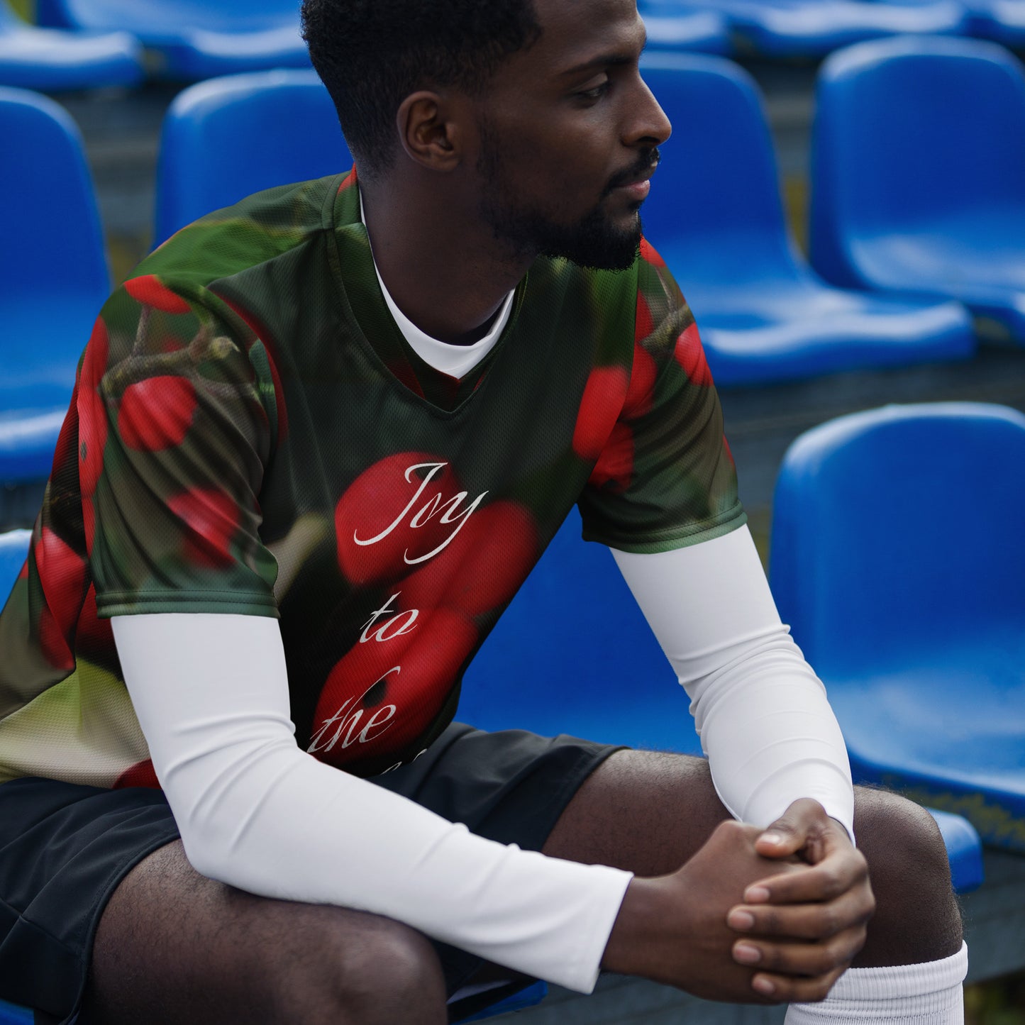 Joy to the World_Holly Berries_Recycled unisex sports jersey