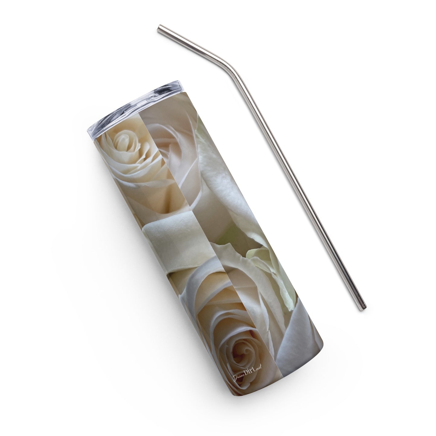White Rose Stainless steel tumbler