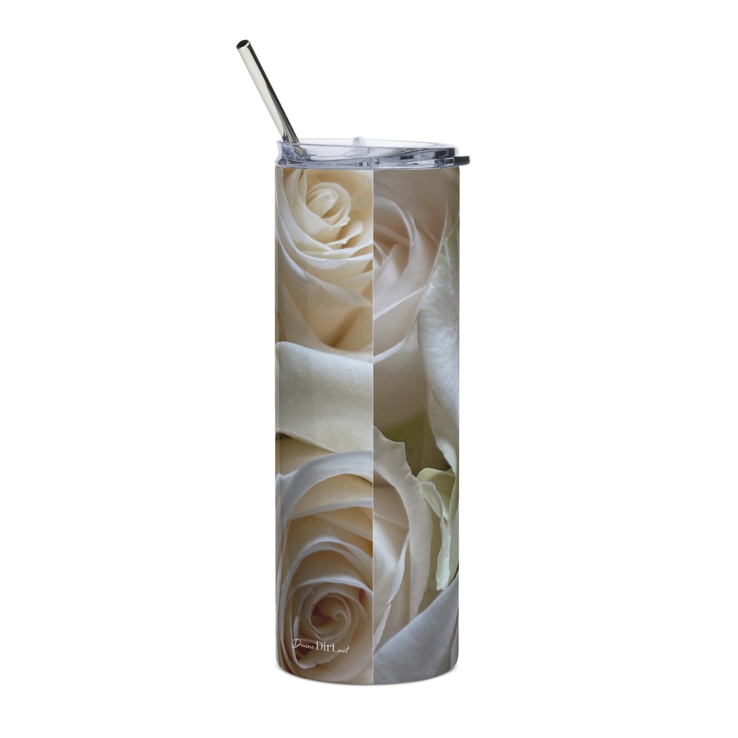 White Rose Stainless steel tumbler
