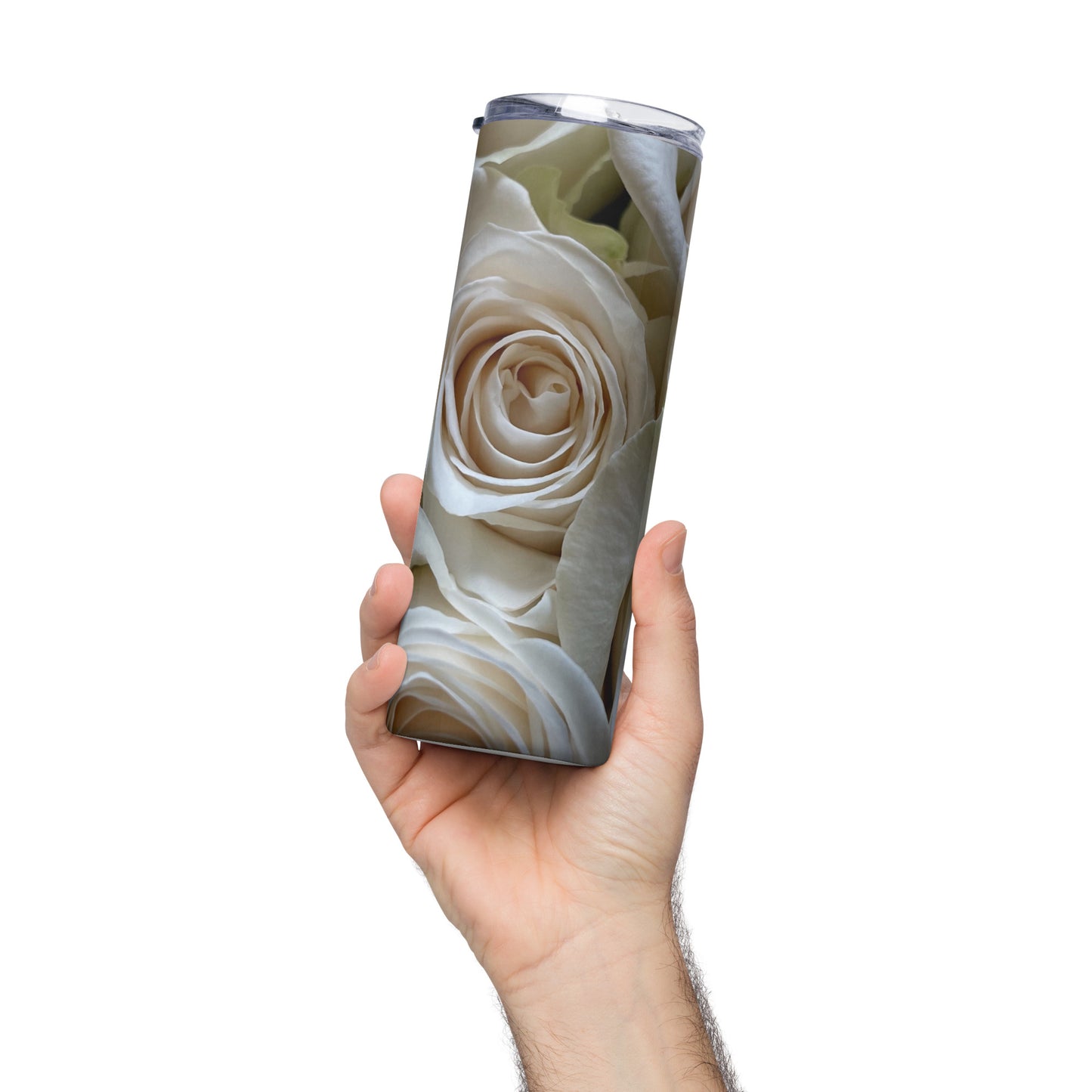 White Rose Stainless steel tumbler