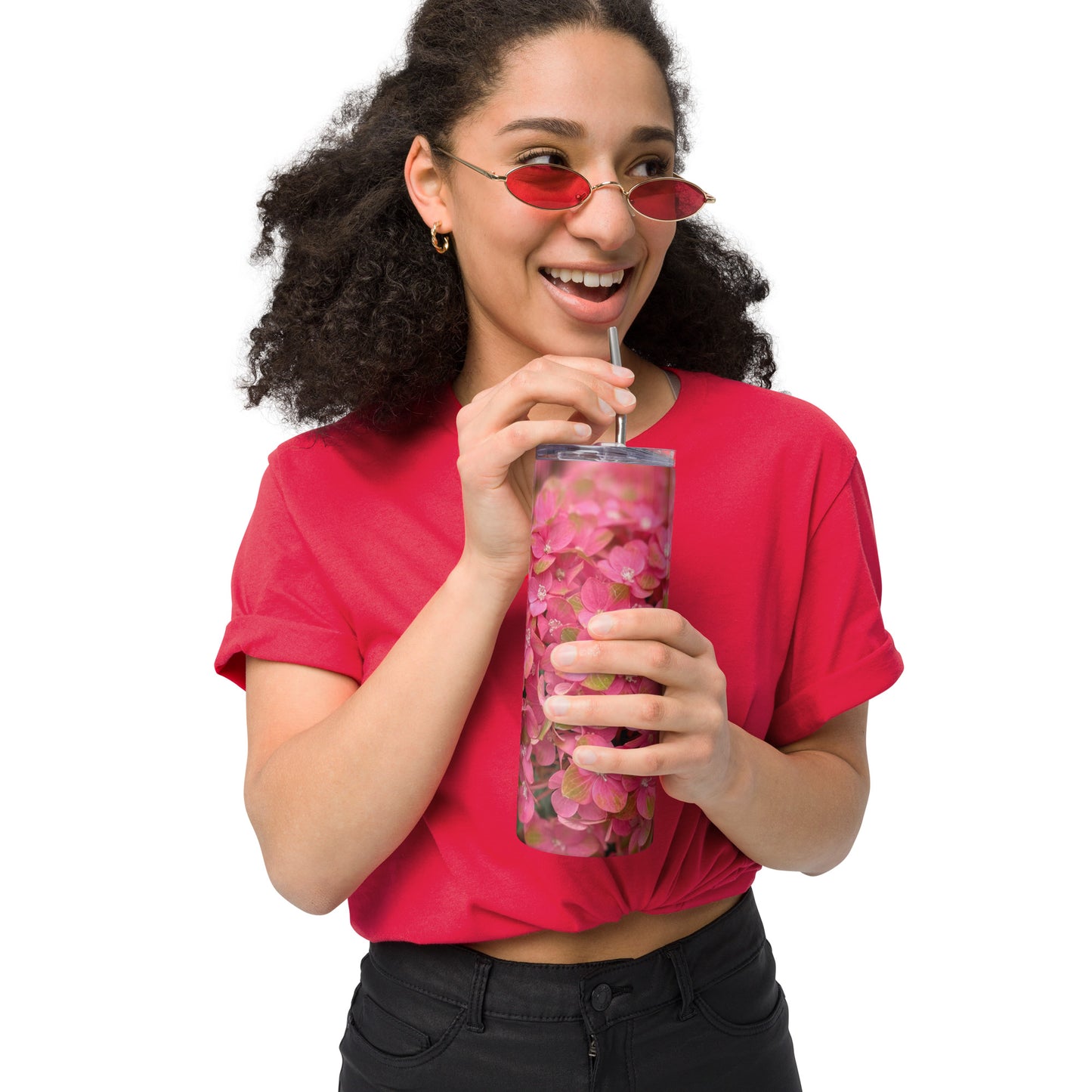Pink Hydrangea Stainless steel tumbler