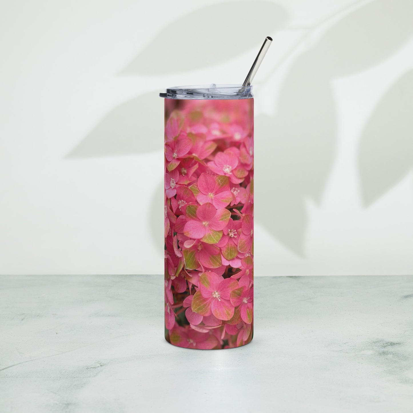 Pink Hydrangea Stainless steel tumbler