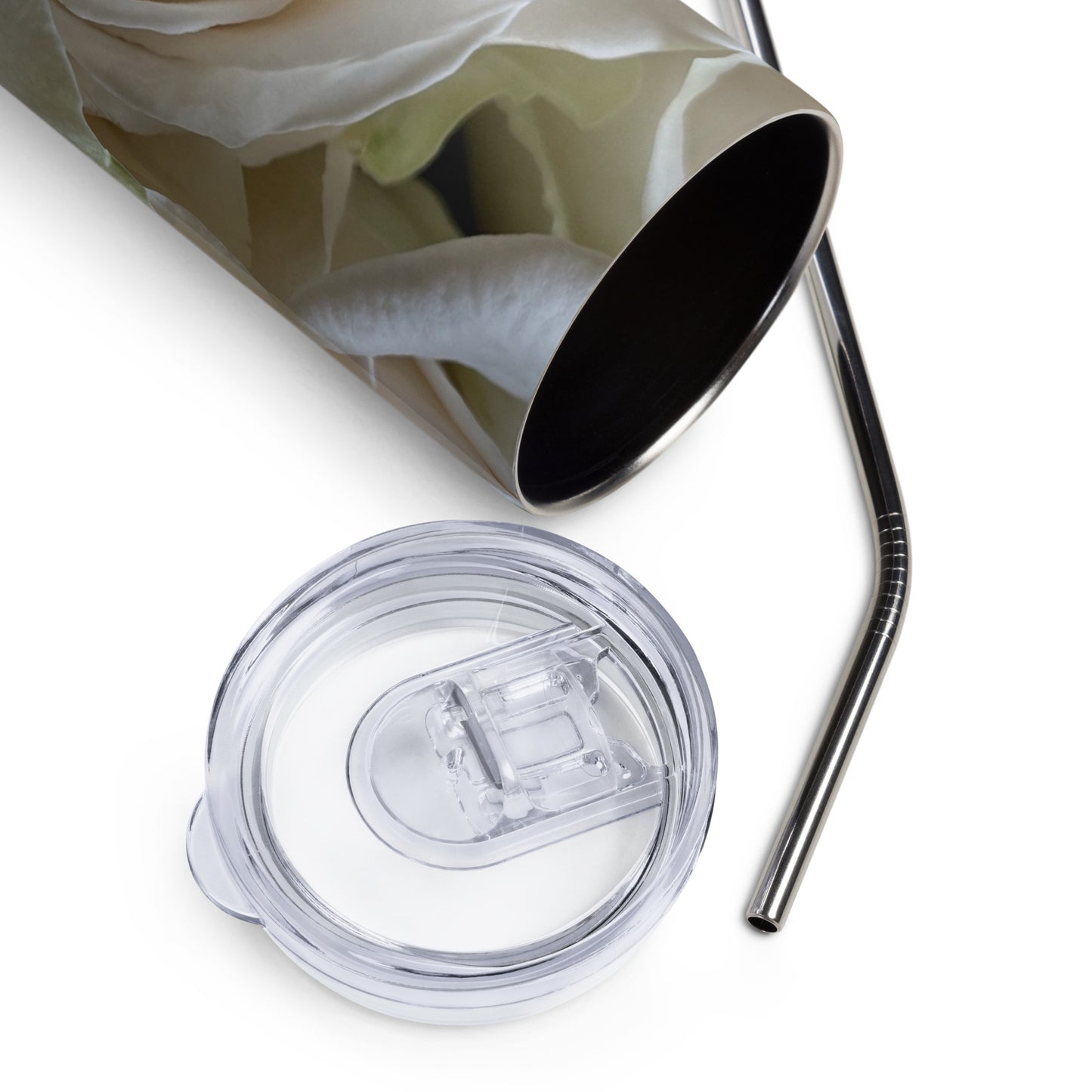 White Rose Stainless steel tumbler