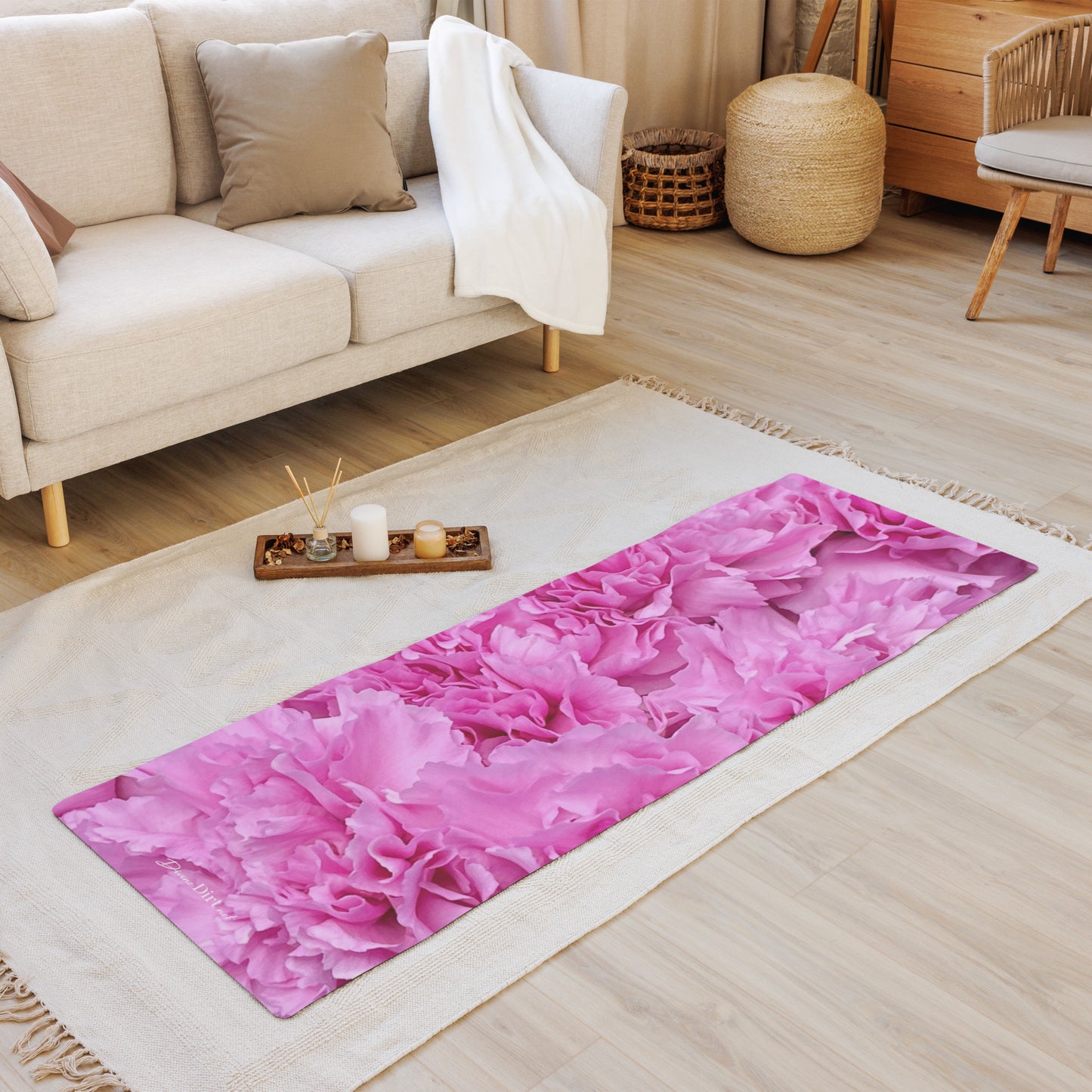 Pink Carnations Yoga mat