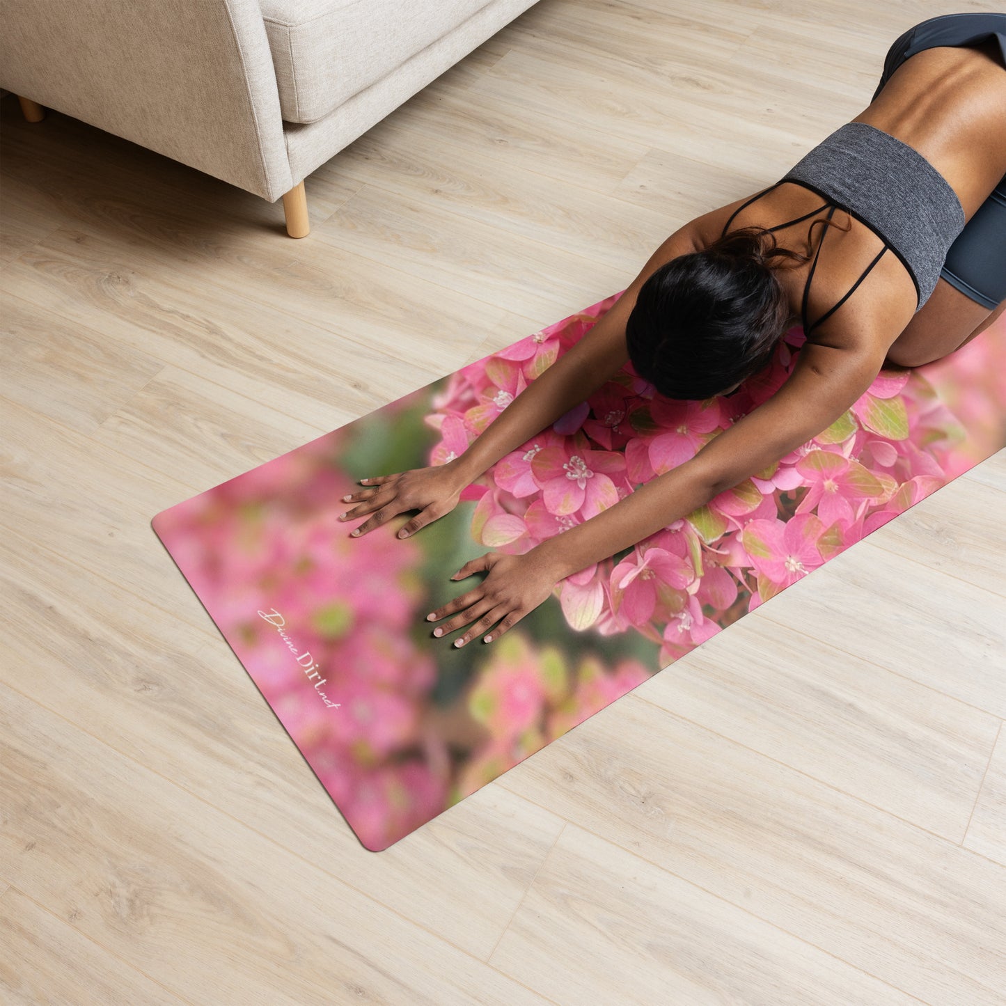Pink Hydrangeas Yoga mat