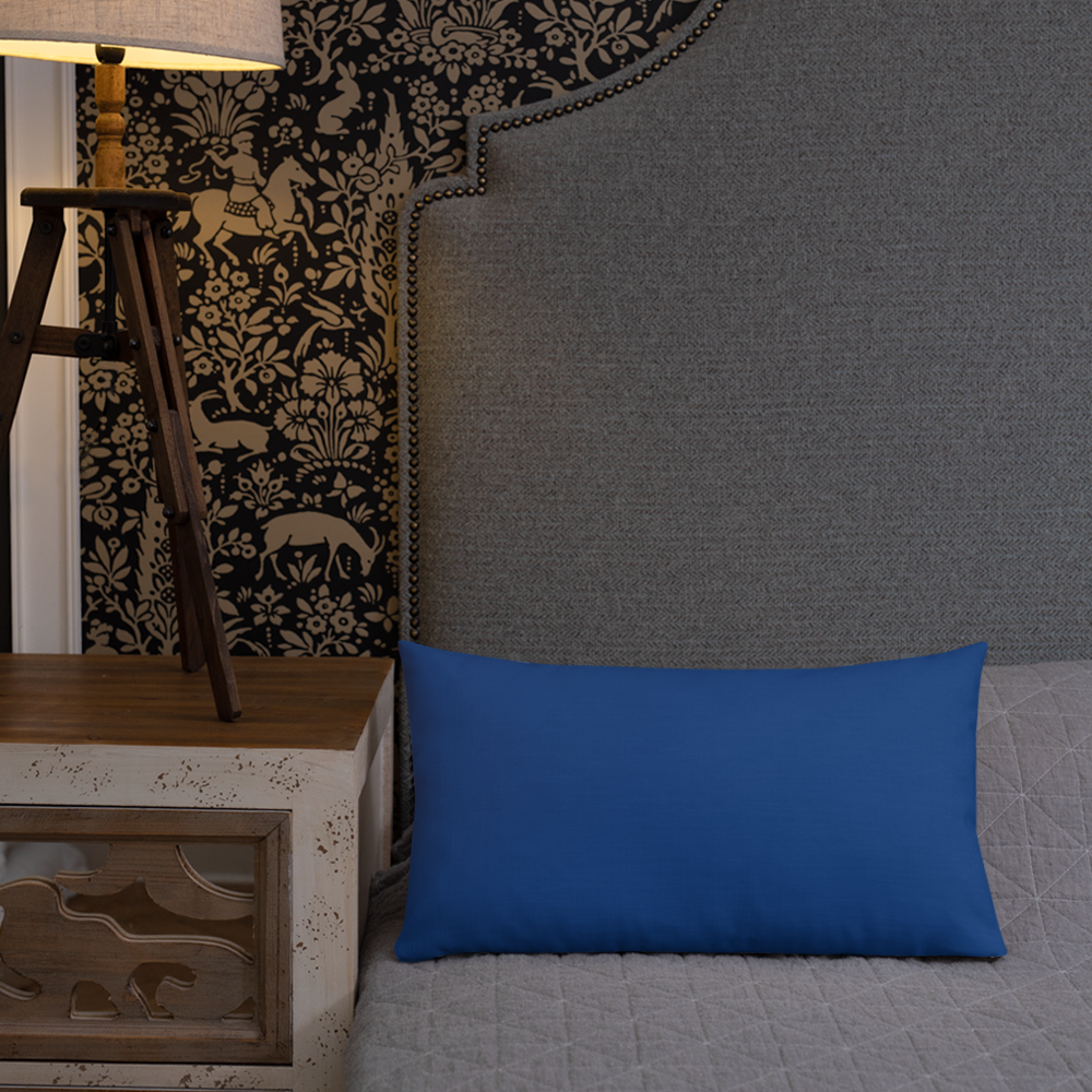 Blue Plumbago Premium Pillow 'Grateful' with dark blue back