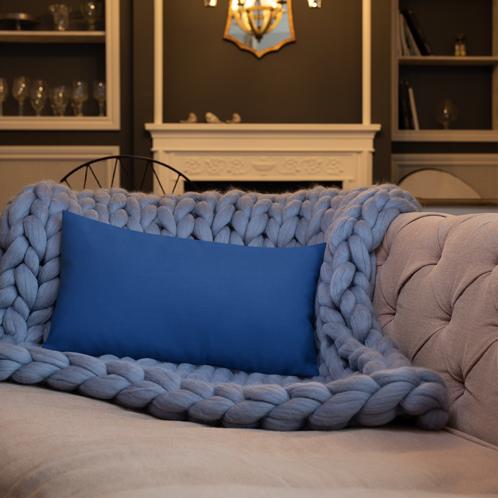 Blue Plumbago Premium Pillow 'Grateful' with dark blue back