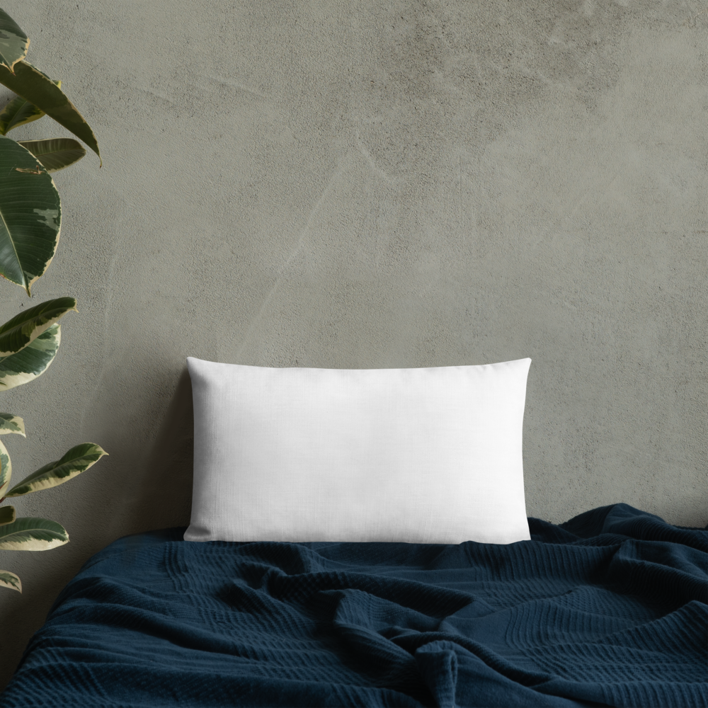 Blue Plumbago Premium Pillow 'Grateful' with White Back