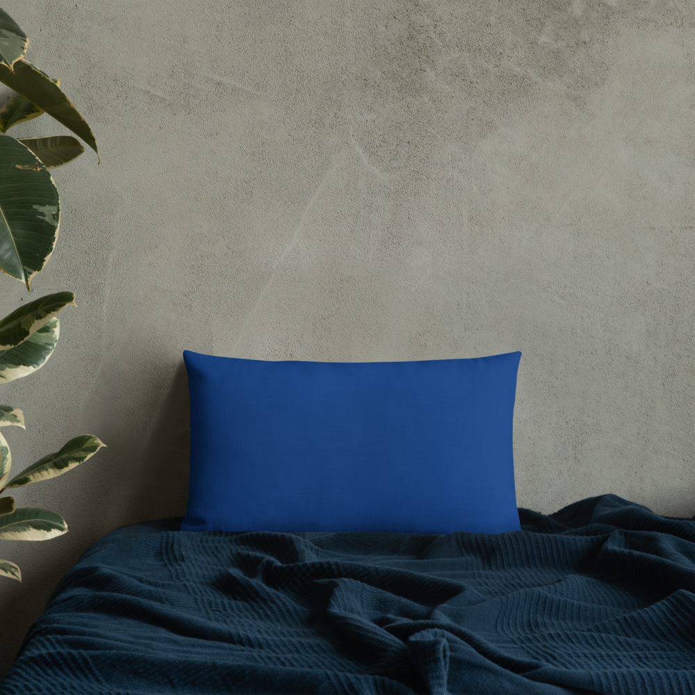 Blue Plumbago Premium Pillow 'Grateful' with dark blue back