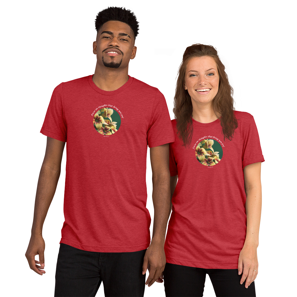Focus on thoughts that bring you joy!_Unisex Tri-Blend T-Shirt | Bella + Canvas 3413