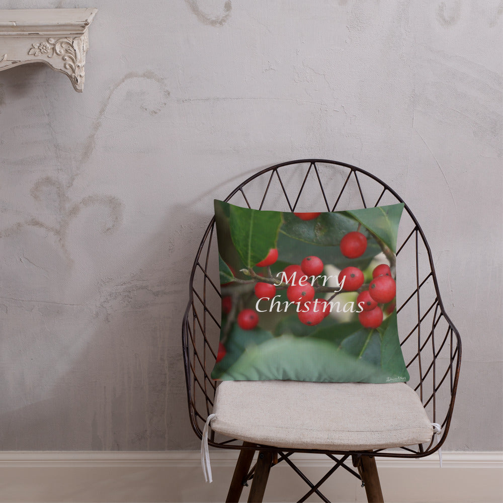 Merry Christmas Premium Pillow with Red Back