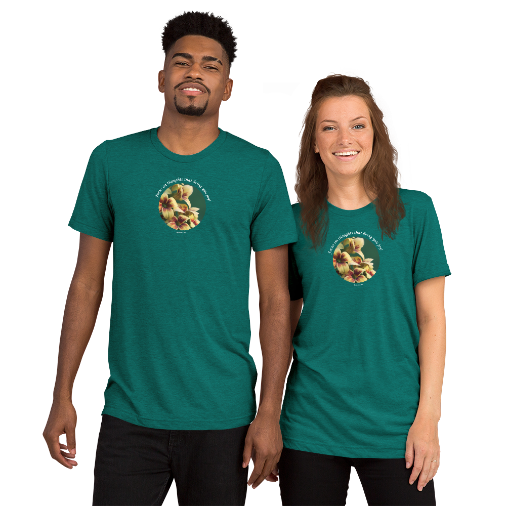 Focus on thoughts that bring you joy!_Unisex Tri-Blend T-Shirt | Bella + Canvas 3413