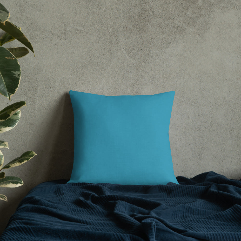 Yellow Kalanchoe Premium Pillow with Teal Back