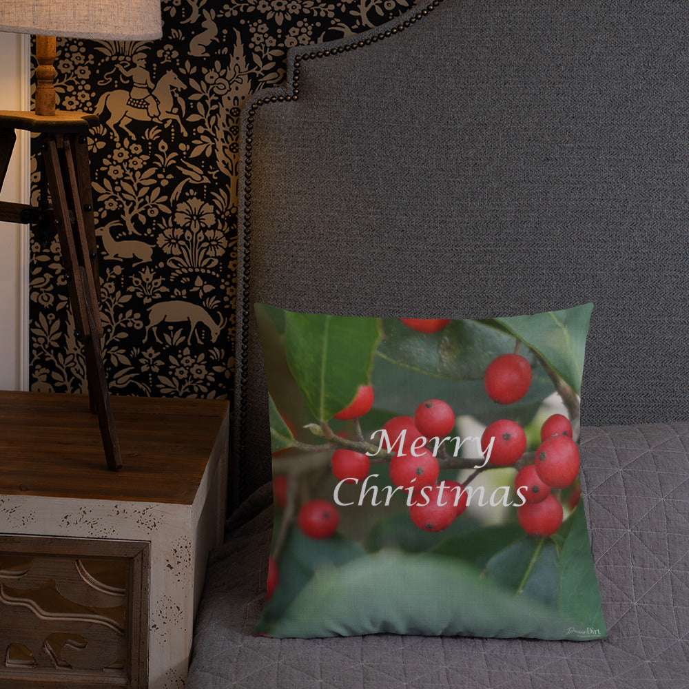 Merry Christmas Premium Pillow with Red Back