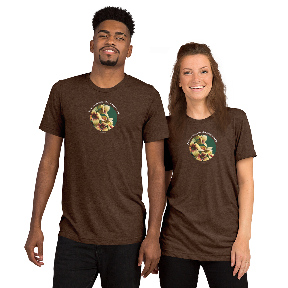 Focus on thoughts that bring you joy!_Unisex Tri-Blend T-Shirt | Bella + Canvas 3413