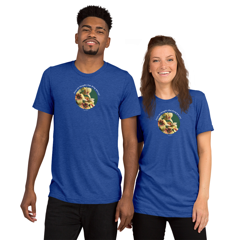 Focus on thoughts that bring you joy!_Unisex Tri-Blend T-Shirt | Bella + Canvas 3413