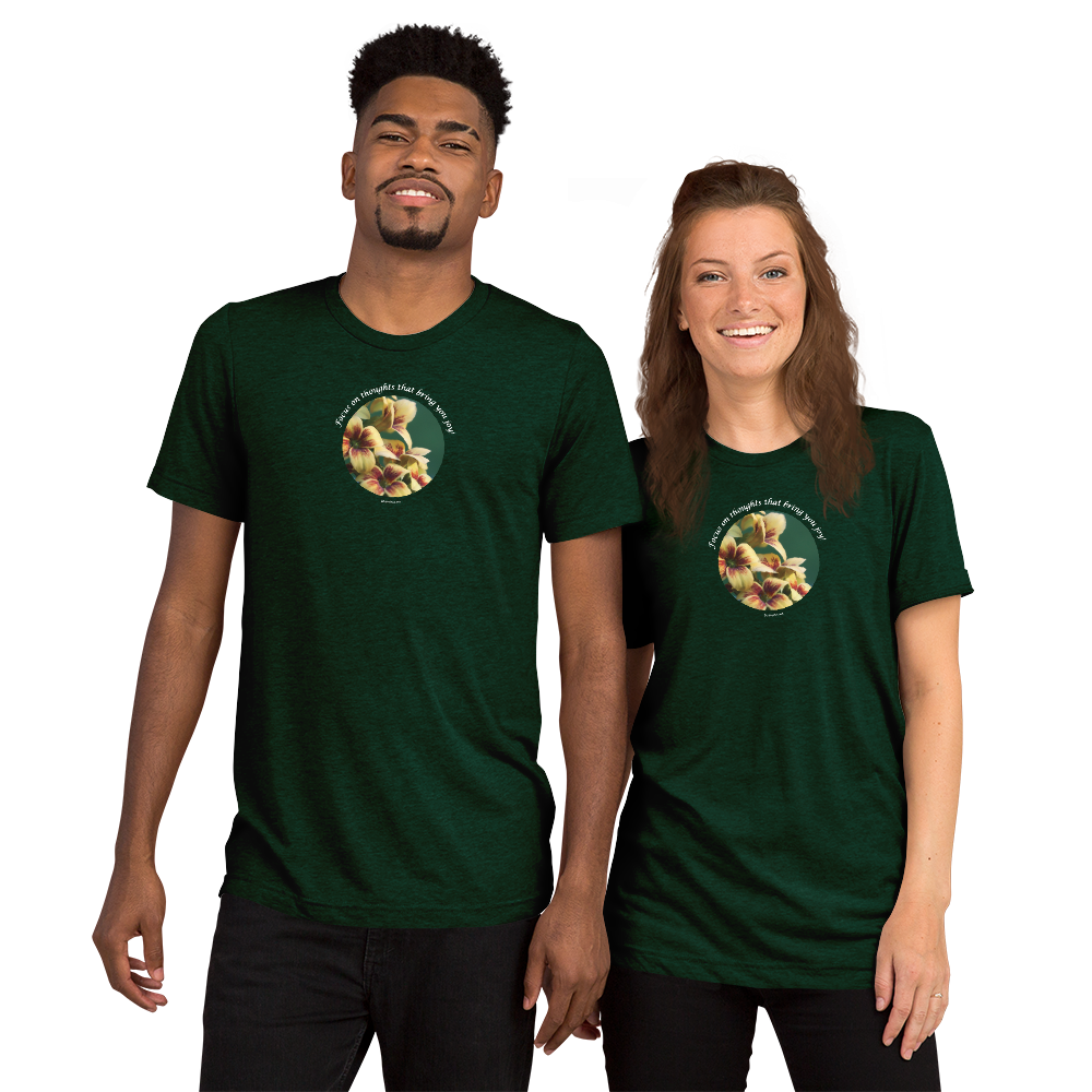 Focus on thoughts that bring you joy!_Unisex Tri-Blend T-Shirt | Bella + Canvas 3413