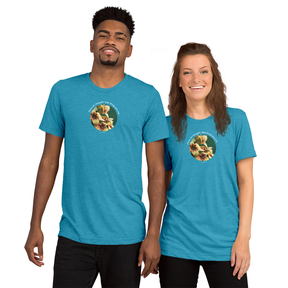 Focus on thoughts that bring you joy!_Unisex Tri-Blend T-Shirt | Bella + Canvas 3413