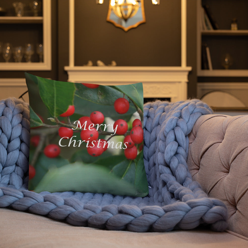 Merry Christmas Premium Pillow with Red Back