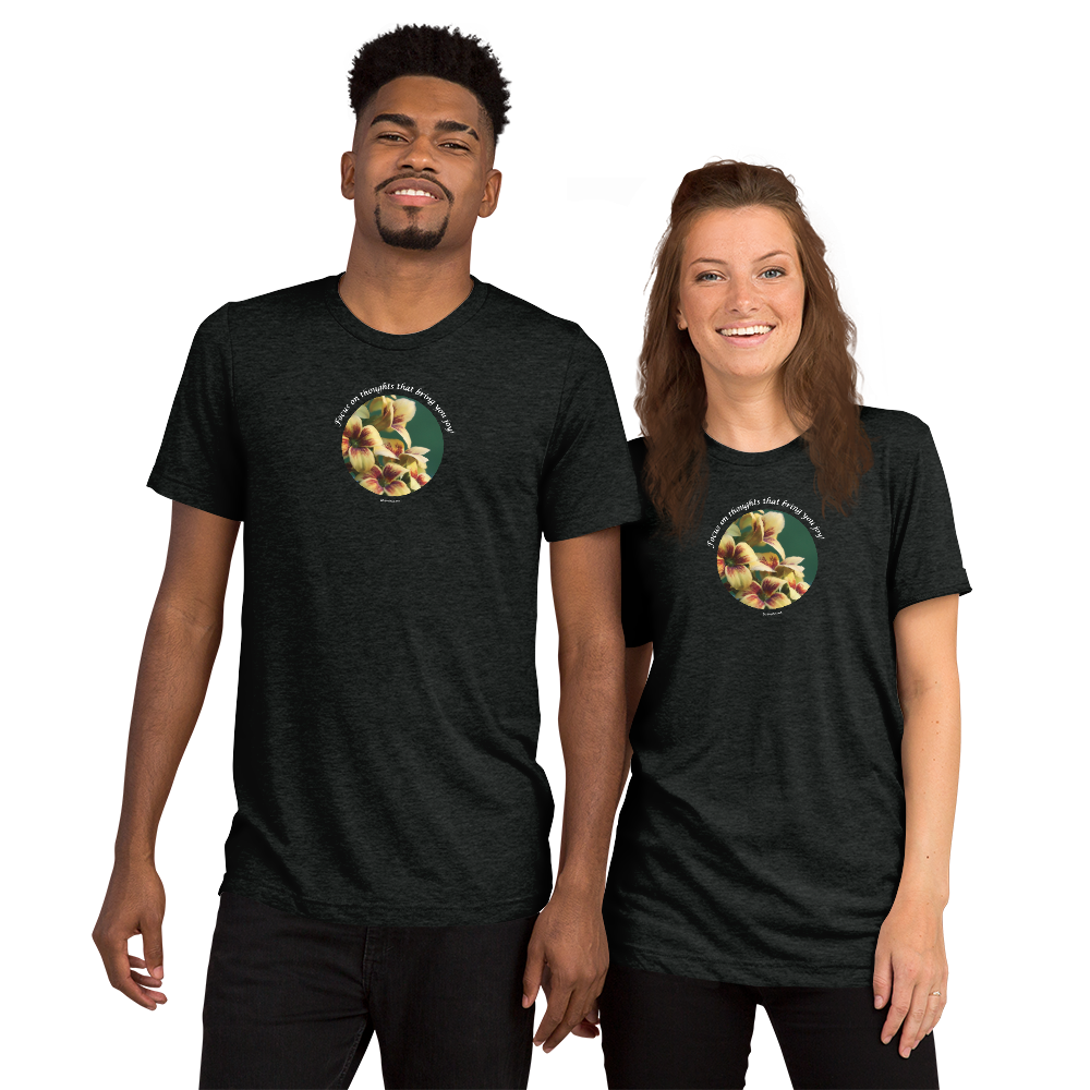 Focus on thoughts that bring you joy!_Unisex Tri-Blend T-Shirt | Bella + Canvas 3413