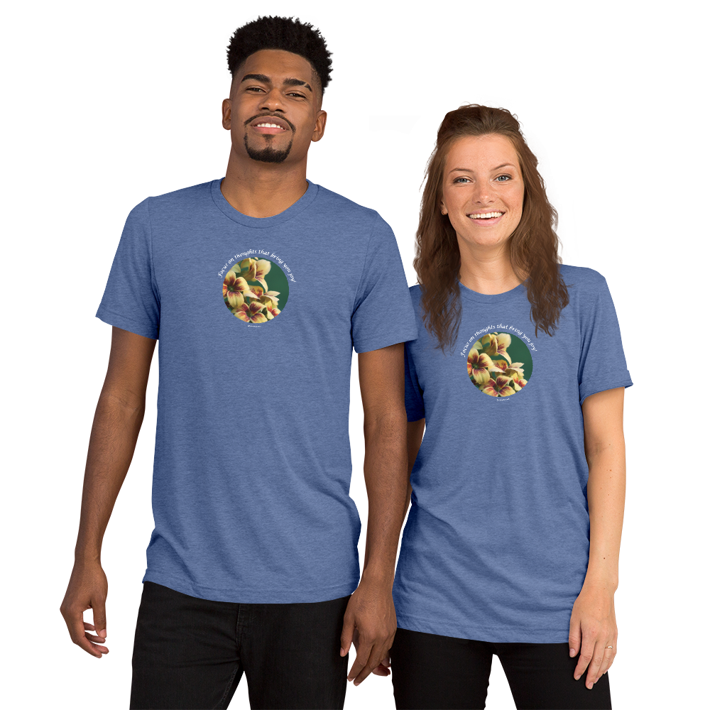 Focus on thoughts that bring you joy!_Unisex Tri-Blend T-Shirt | Bella + Canvas 3413