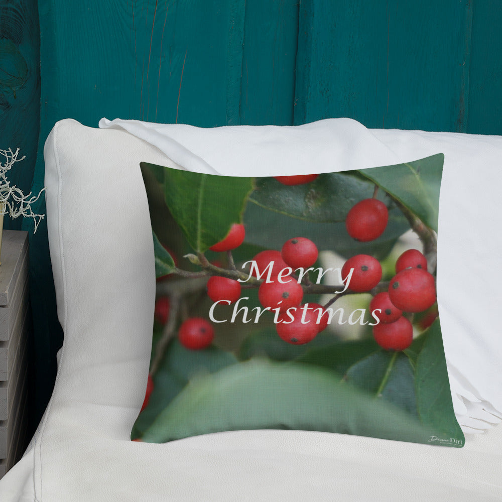 Merry Christmas Premium Pillow with Red Back
