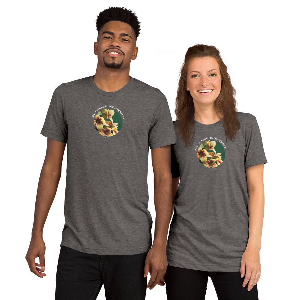 Focus on thoughts that bring you joy!_Unisex Tri-Blend T-Shirt | Bella + Canvas 3413