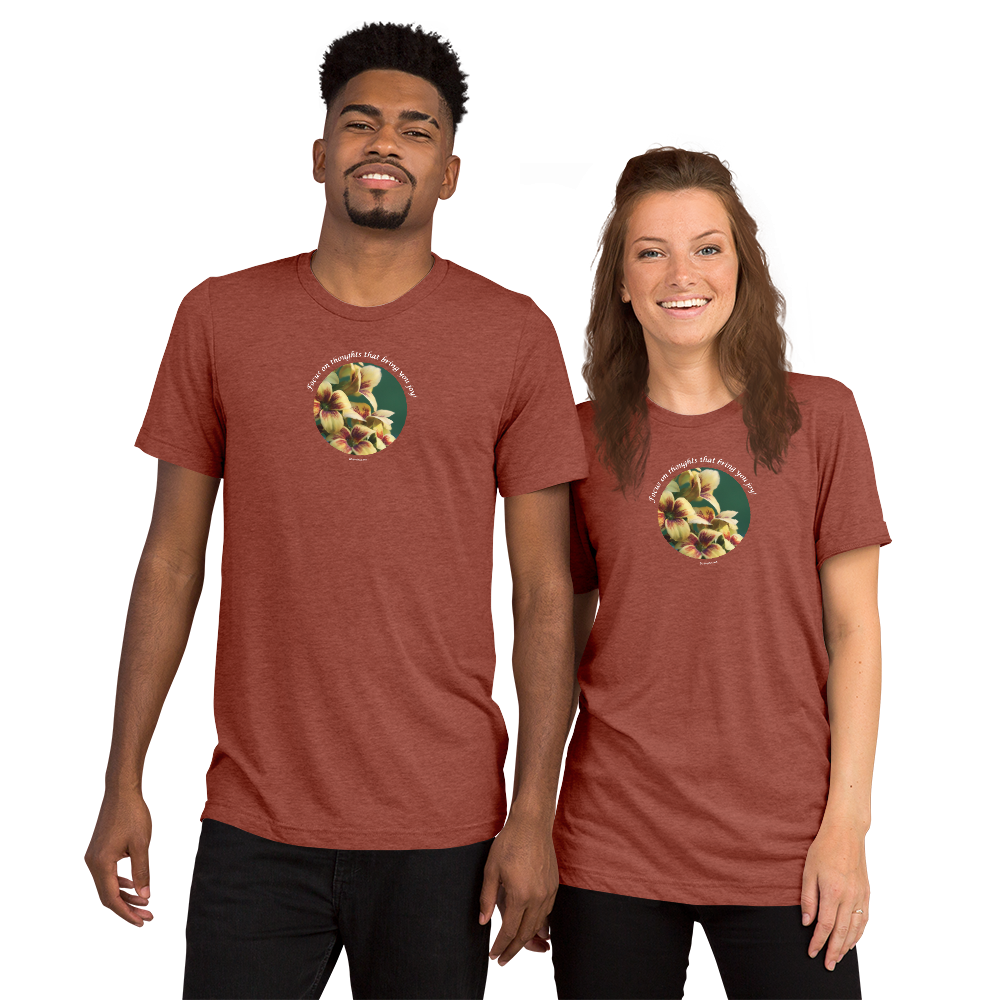 Focus on thoughts that bring you joy!_Unisex Tri-Blend T-Shirt | Bella + Canvas 3413