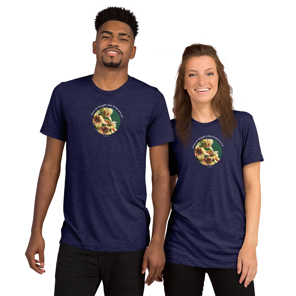 Focus on thoughts that bring you joy!_Unisex Tri-Blend T-Shirt | Bella + Canvas 3413