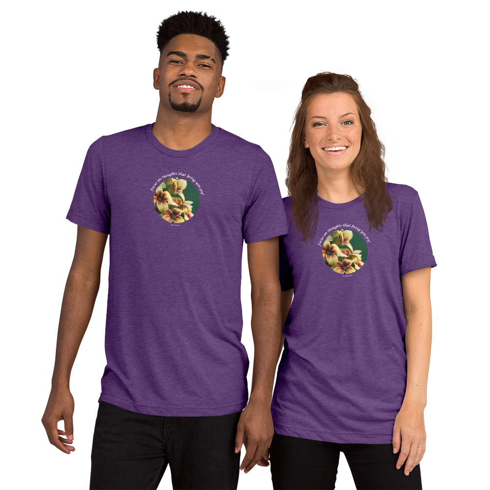 Focus on thoughts that bring you joy!_Unisex Tri-Blend T-Shirt | Bella + Canvas 3413
