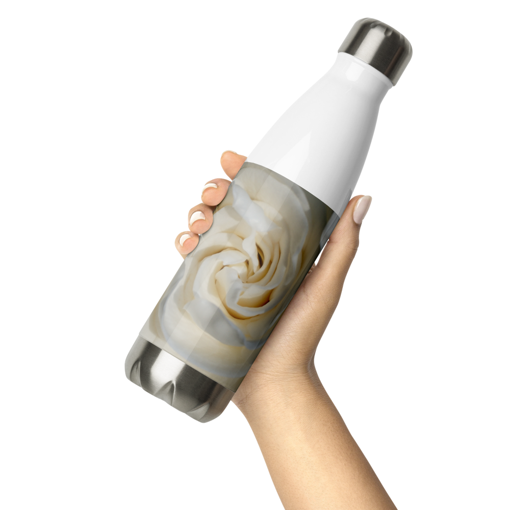 White Gardenia Stainless Steel Water Bottle