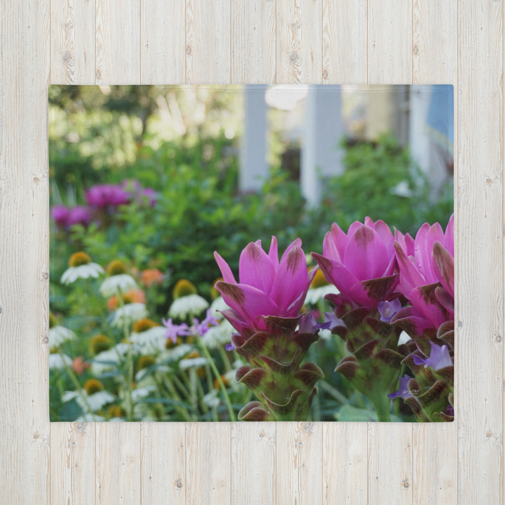 Siam Tulips Throw Blanket. "Hanging out on the porch"