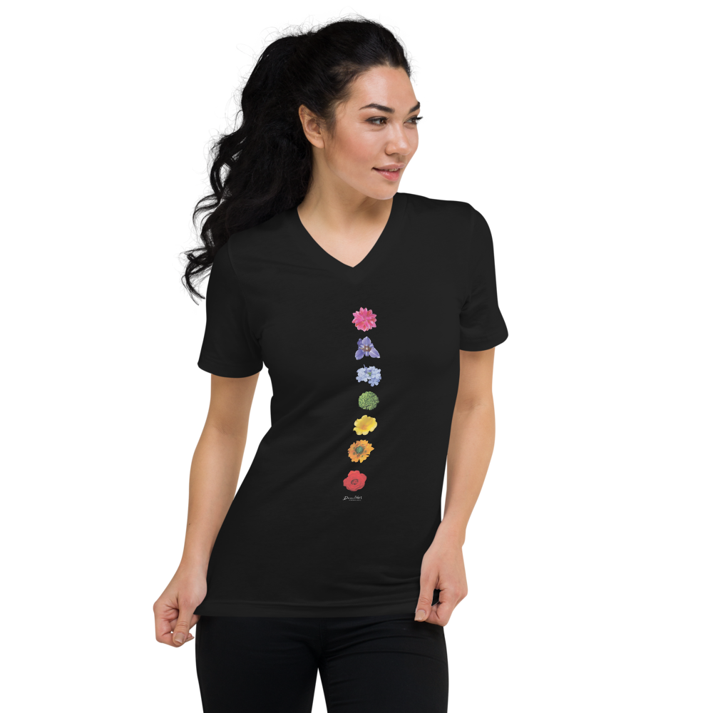 7 Energy Centers_Unisex Short Sleeve V-Neck T-Shirt_Black