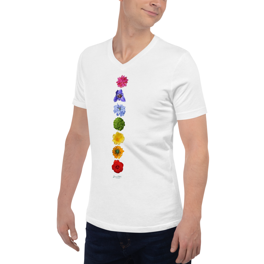 Energy Centers_Chakras_Unisex Short Sleeve V-Neck T-Shirt_White