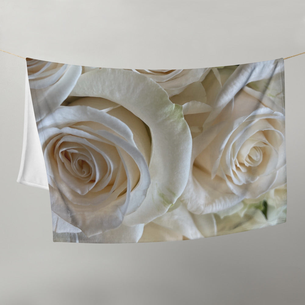 White Roses Throw Blanket 'Unfolding of Life'