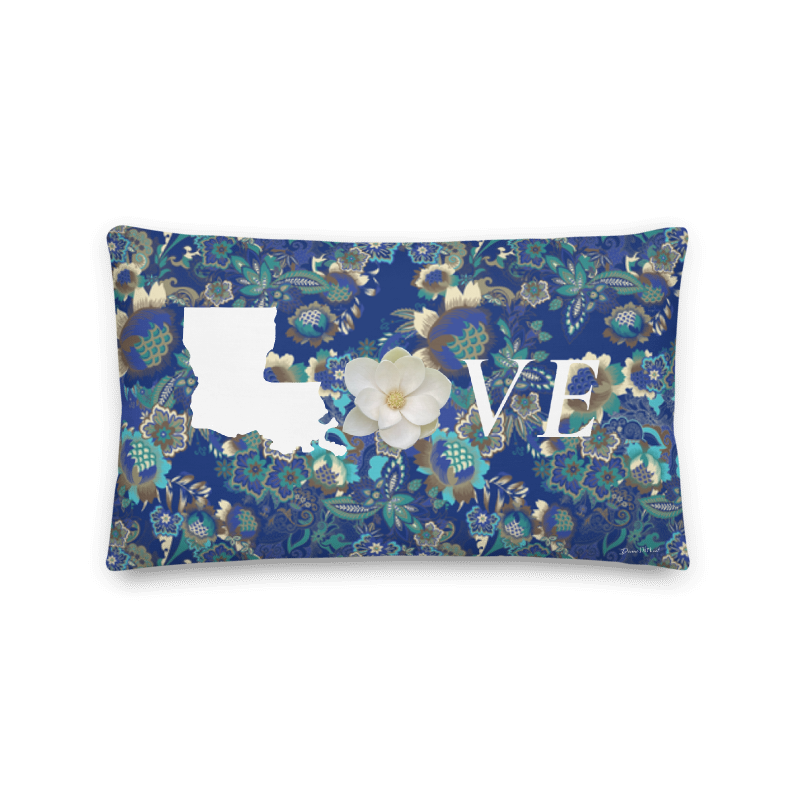 Love Louisiana Blue Premium Pillow