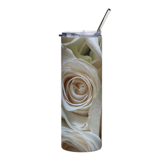 White Rose Stainless steel tumbler