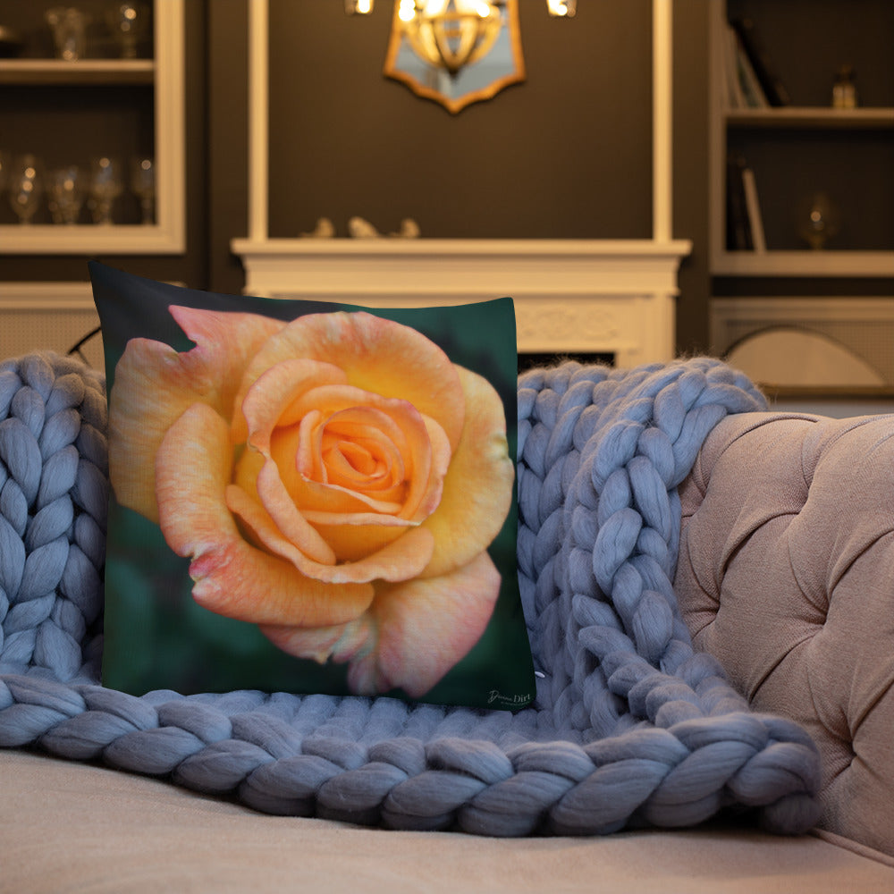 Orange Delight Rose Premium Pillow with White Back