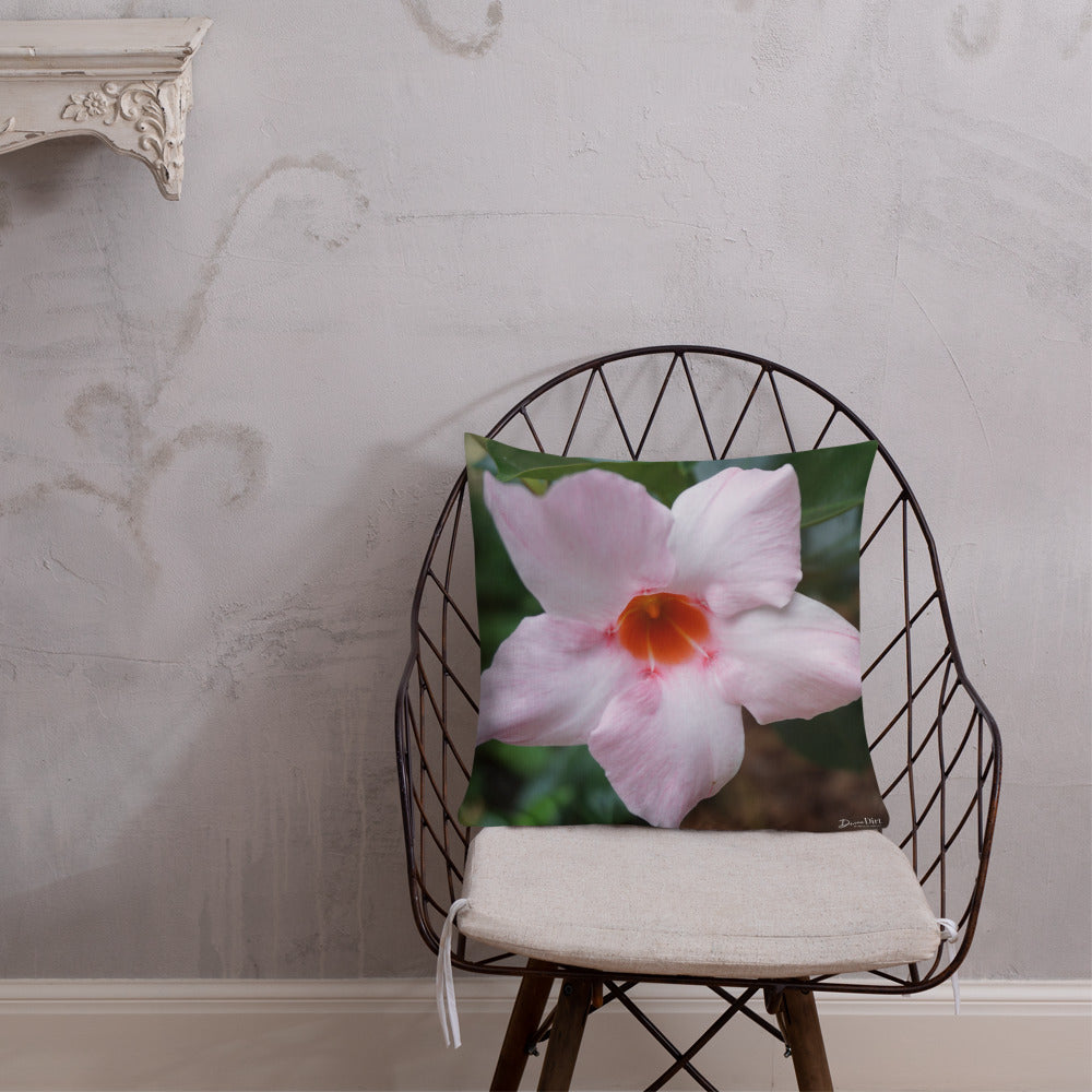 Pink Mandevilla Premium Pillow with Pink Back