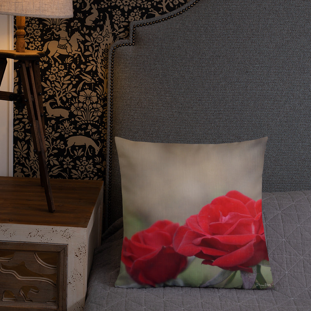 Red Rose Premium Pillow with White Back