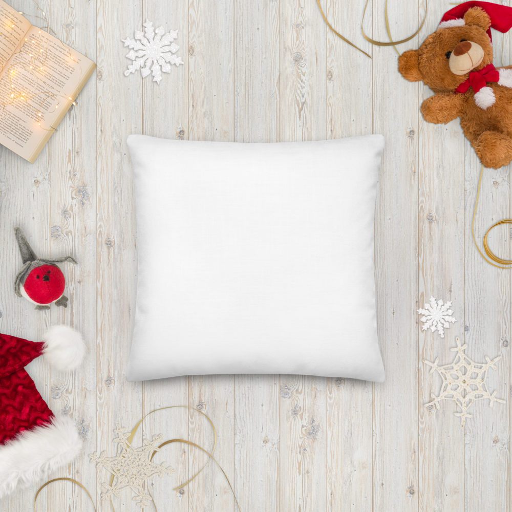 Merry Christmas Premium Pillow with White Back
