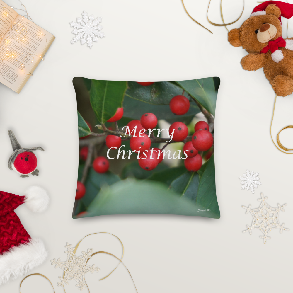 Merry Christmas Premium Pillow with White Back