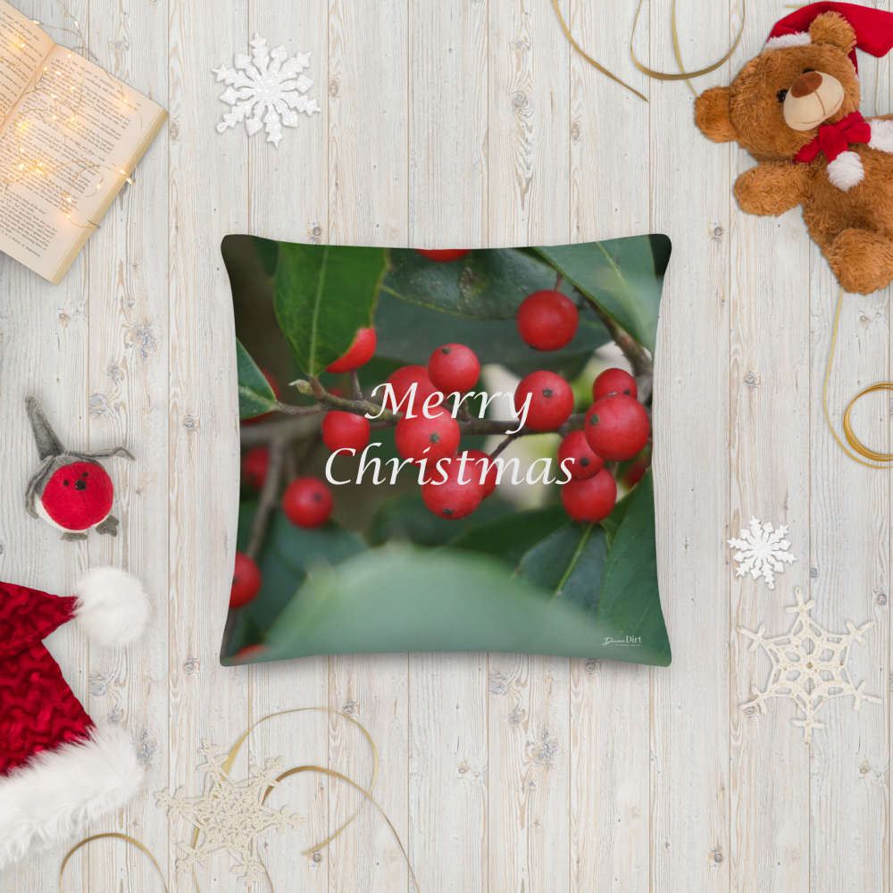 Merry Christmas Premium Pillow with White Back