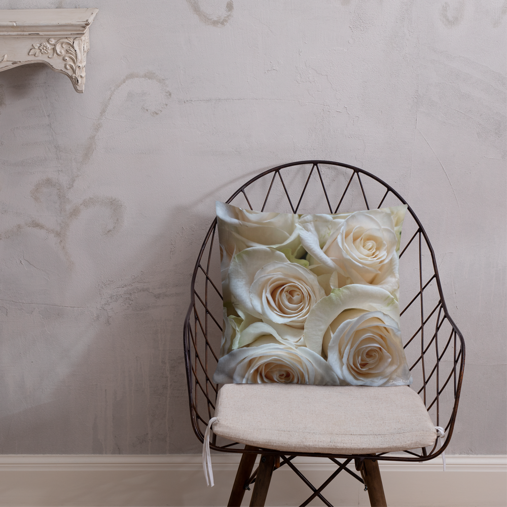 White roses Premium Pillow