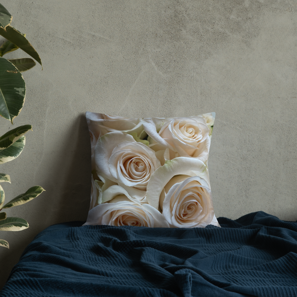 White roses Premium Pillow