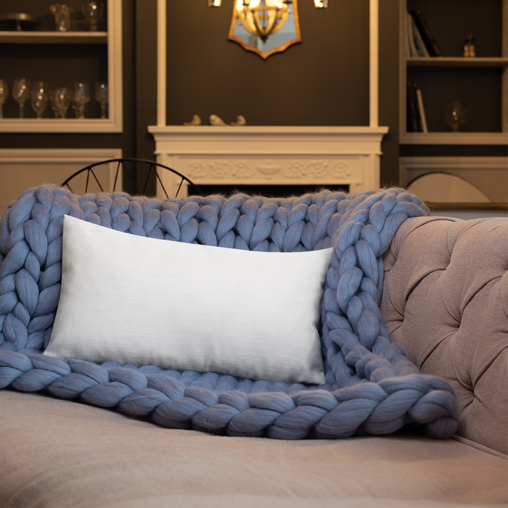 Blue Plumbago Premium Pillow 'Grateful' with White Back
