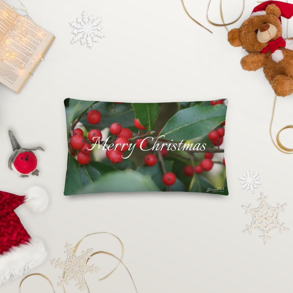 Merry Christmas Premium Pillow with White Back