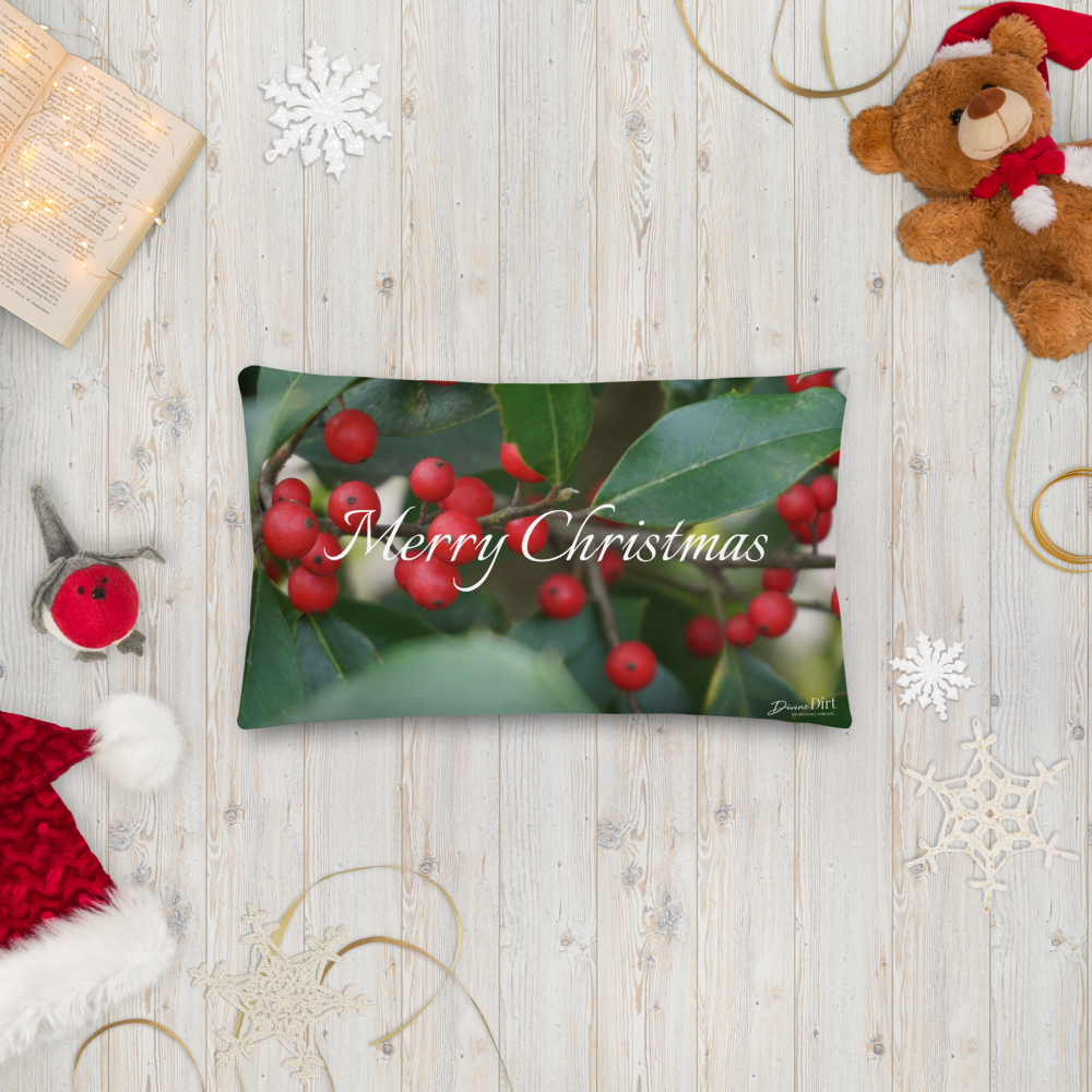 Merry Christmas Premium Pillow with Red Back