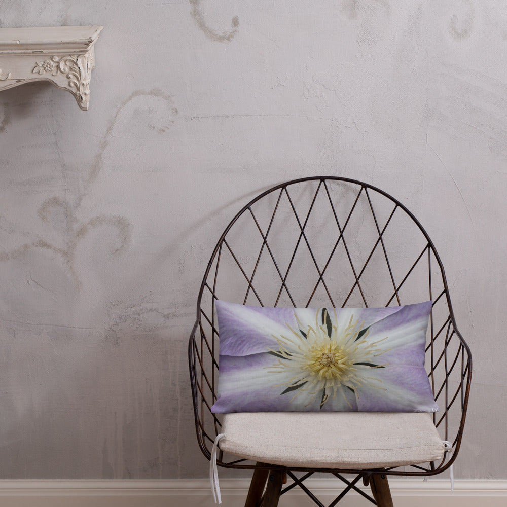 Purple Clematis Premium Pillow with Light Purple Back