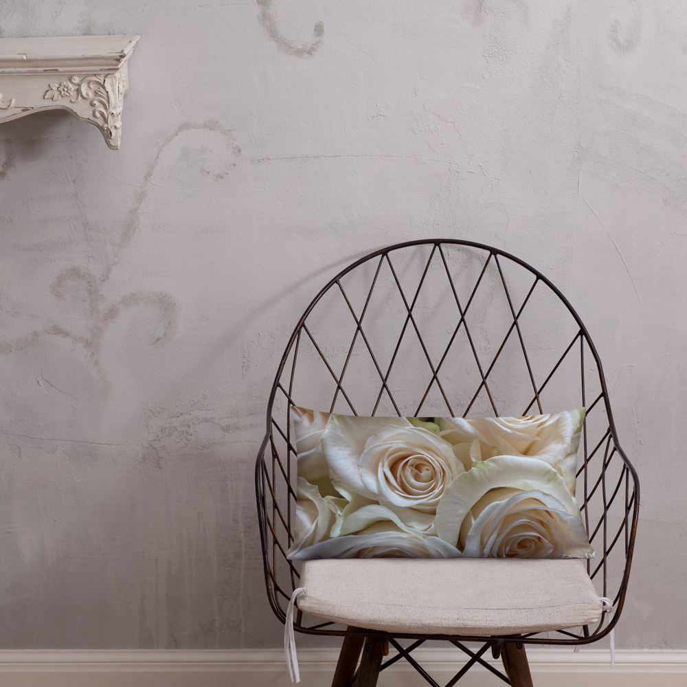White Roses Premium Pillow with White Back